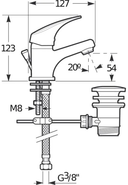 JIKA H3111N10041111 - Umyvadlová batéria + výpusť s prepadom TALAS 12,3 cm chróm