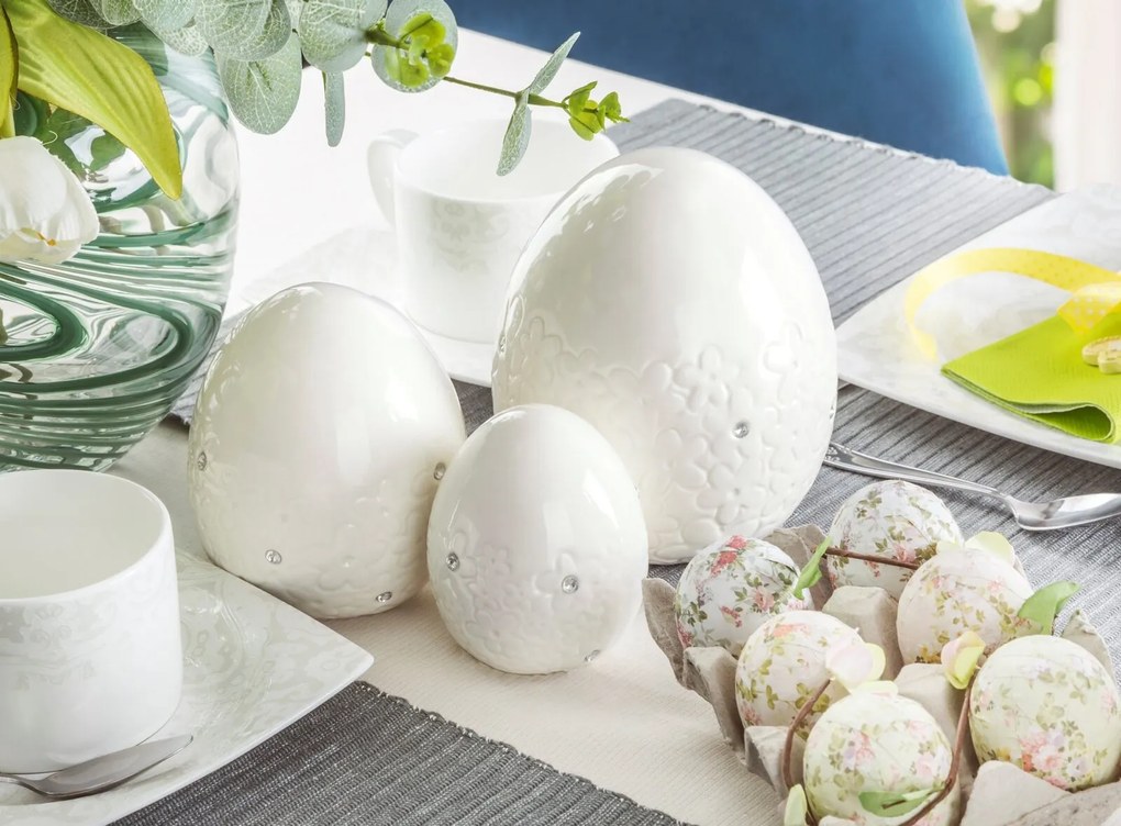 VEĽKONOČNÁ SOŠKA EGG SADA 2 KS 11X15 CM BIELA