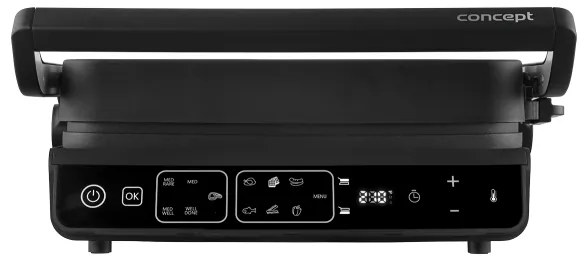Concept ge3600 - Kontaktný gril s teplotnou sondou GLASS 2000W/230V čierny