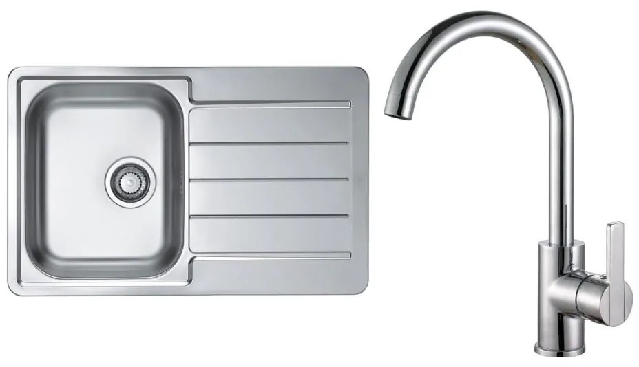 ALVEUS SET0026 - Kuchynský drez LINE + drezová batéria TONIA 29,5 cm satin/chróm