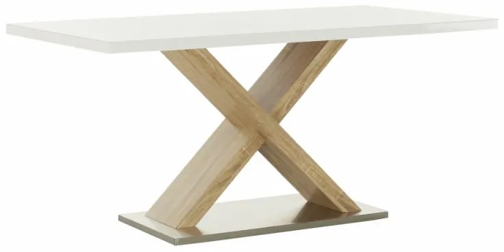 Kondela Jedálenský stôl, FARNEL, biela s vysokým leskom HG-dub sonoma