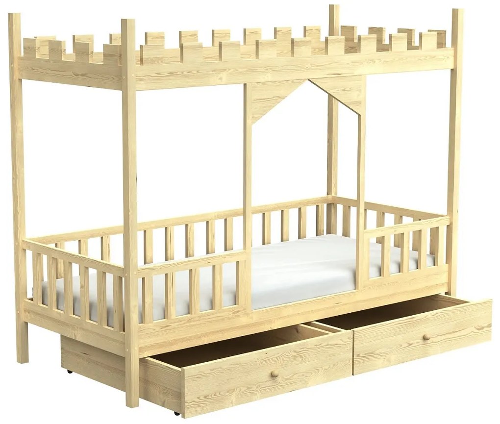 Detská posteľ zámok Dragon 4 - 120 x 200 cm - biela