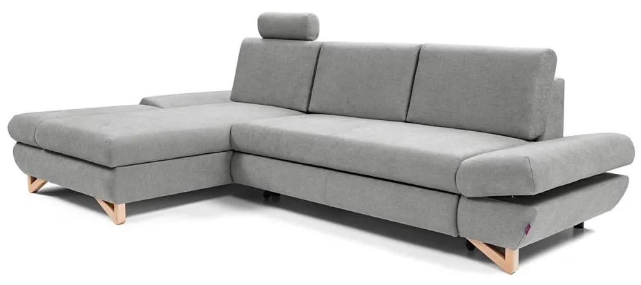 Rozkladacia rohová čalúnená sedacia súprava AVESTA do tvaru L, ľavé prevedenie, sivá, s úložným priestorom