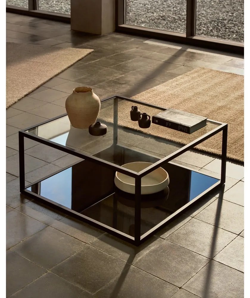 Čierny konferenčný stolík Kave Home Green Hill, 80 x 80 cm