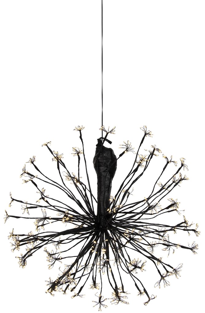 Vianočná závesná lampa guľa čierna 60 cm vrátane LED s časovačom IP44 - Nobu