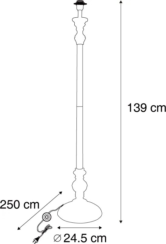 Klasická stojaca lampa čierna bez tienidla - Classico