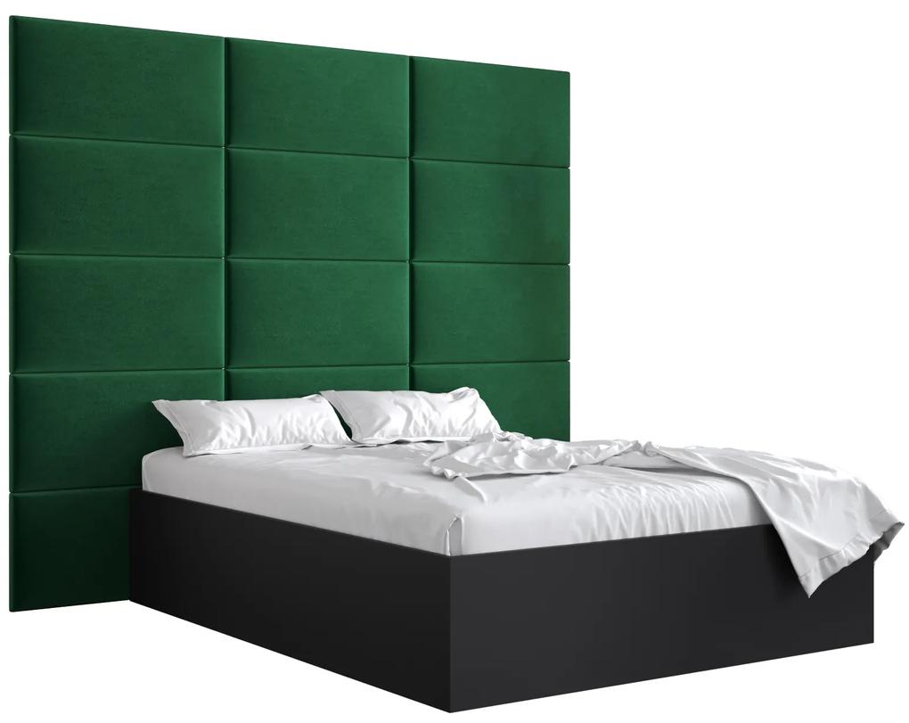 Manželská posteľ s čalúneným čelom 160 cm Brittany 1 (čierna matná + zelená) (s roštom). Vlastná spoľahlivá doprava až k Vám domov. 1045892