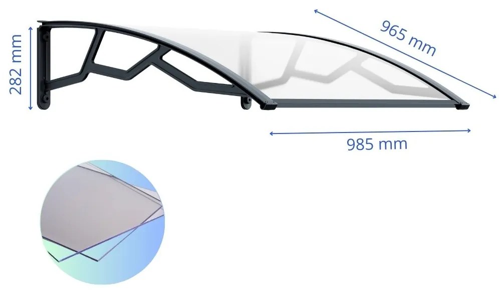 ARTPLAST Vchodová strieška 100x100cm, číra