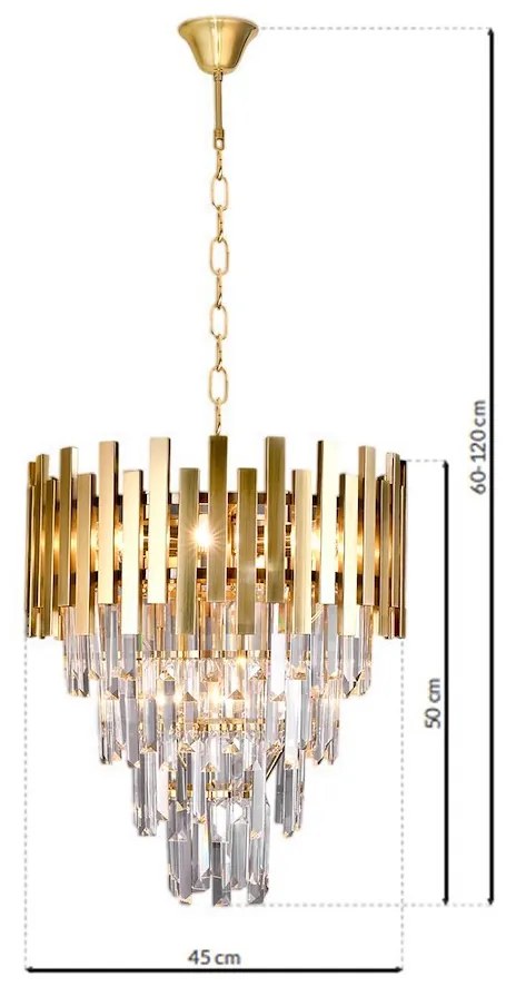 EUlight Luster Aspen II, 1x krištáľové/zlaté kovové tienidlo, (fi 45cm), g