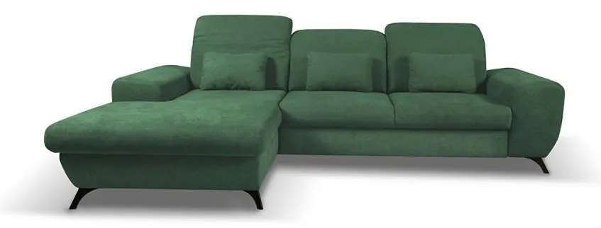 Rozkladacia rohová čalúnená sedacia súprava do tvaru L ALTA ľavá zelená