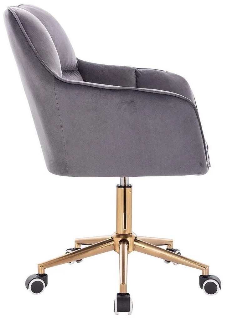 LuxuryForm DESIGN Kreslo AMALFI VELUR na zlatej podstave s kolieskami - tmavosivé