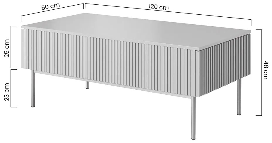 Konferenčný stolík Nicole 120x60 cm - tmavomodrá / čierne nožičky