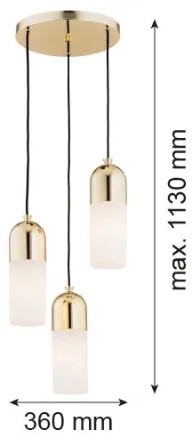 Argon 1466 - Luster na lanku BURGOS 3xE27/15W/230V mosadz