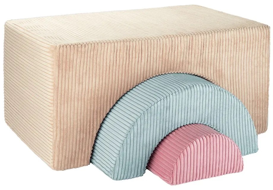 Svetlohnedý menčestrový detský puf Rainbow – Wigiwama