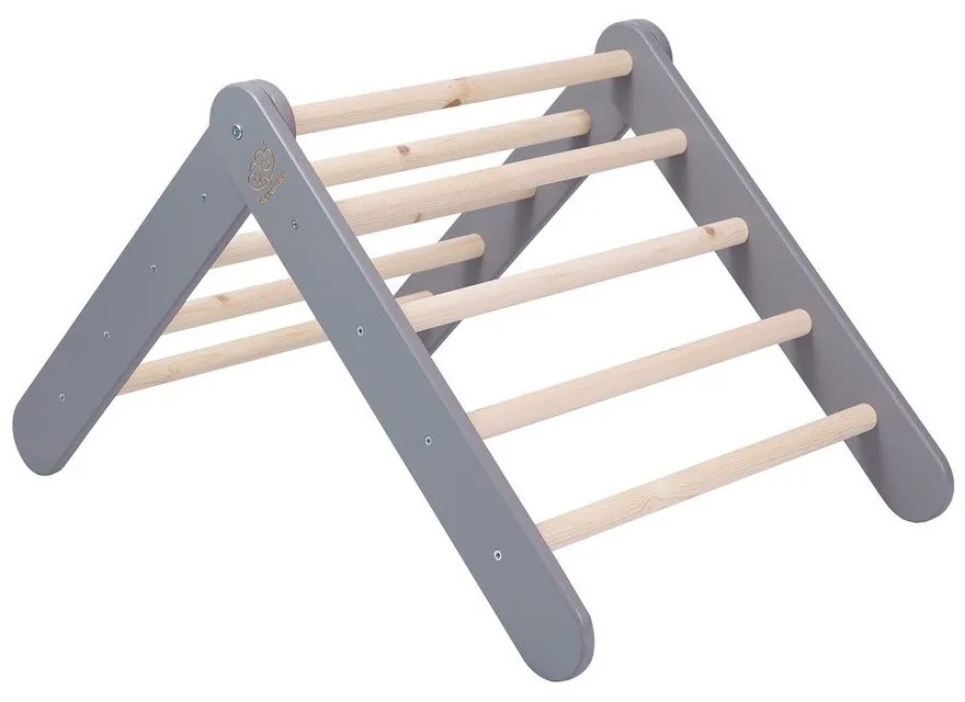 Sivý/v prírodnej farbe pikler trojuholník z borovicového dreva 265x61x60 cm Montessori – Meowbaby