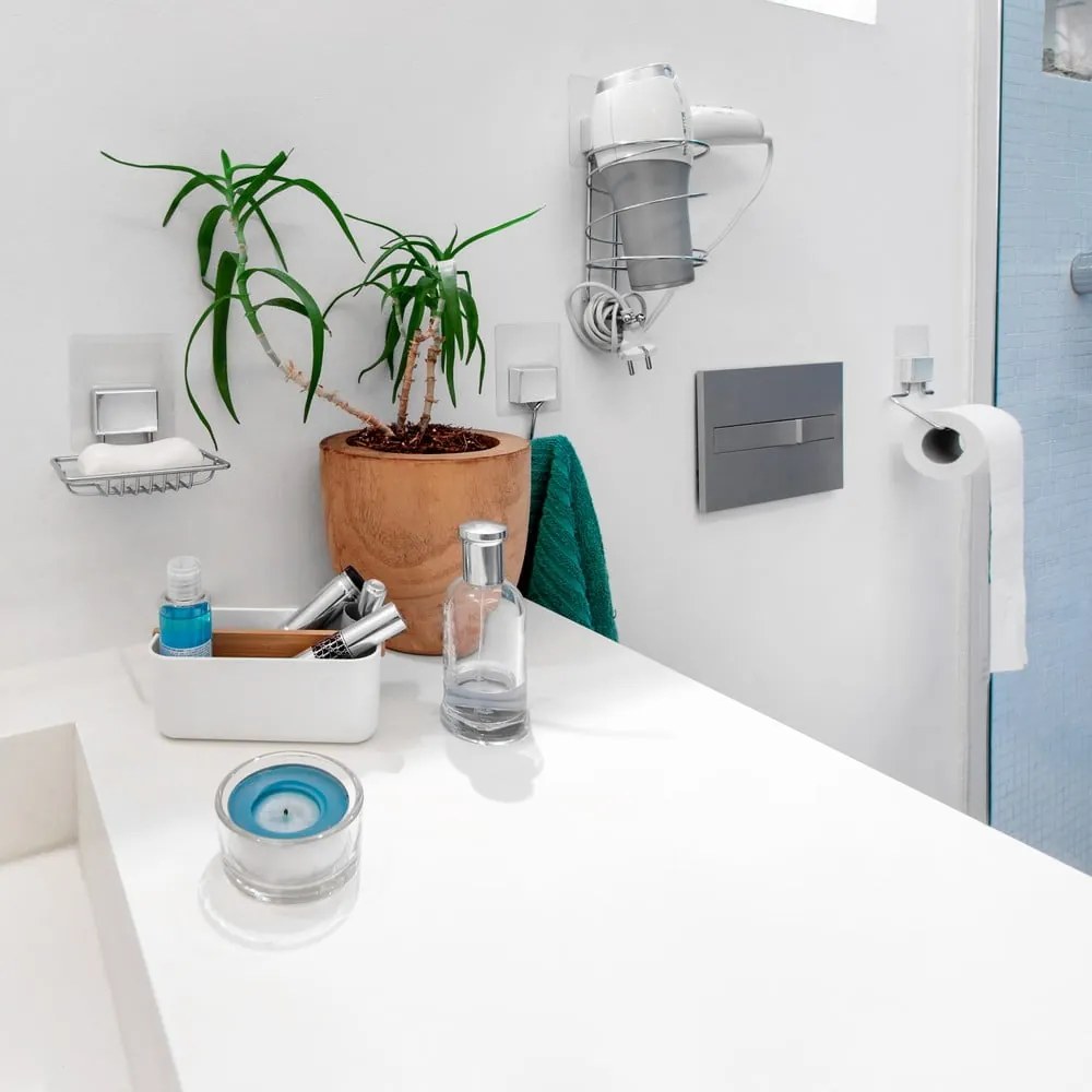 Samolepiaci držiak z pochrómovanej ocele na toaletný papier Compactor