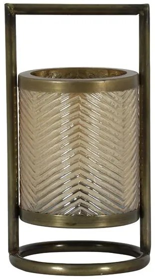 Bronzovo-zlatý sklenený svietnik Thilo - Ø 12*24 cm