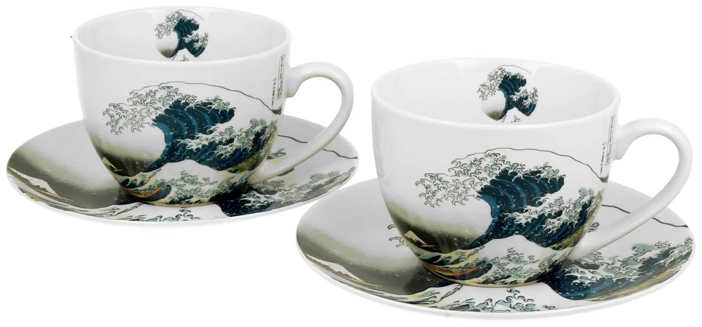 Porcelánová šálka s podšálkou Hokusai The Great Wave 250 ml sada 2ks