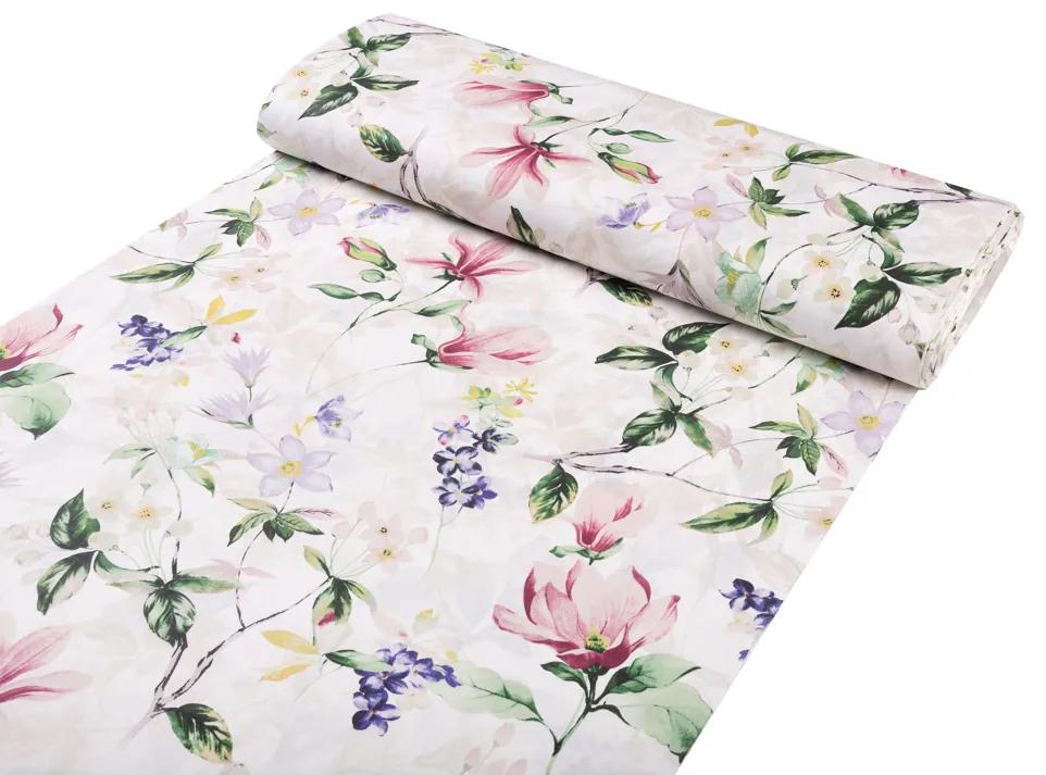 Biante Detské bavlnené posteľné obliečky do postieľky Sandra SA-287 Mix kvetov na bielom Do postieľky 90x120 a 40x60 cm