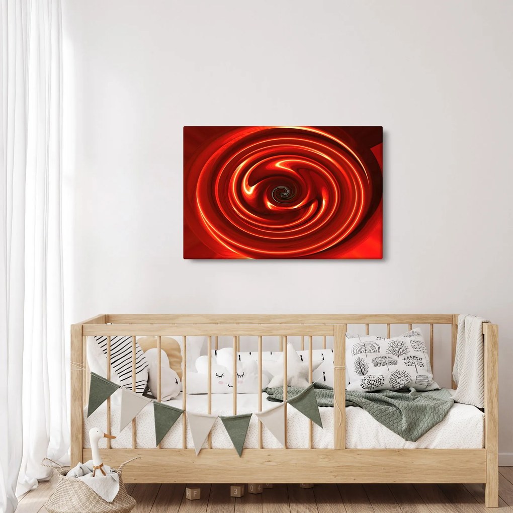 Abstraktný obraz - červená špirála (90x60 cm)
