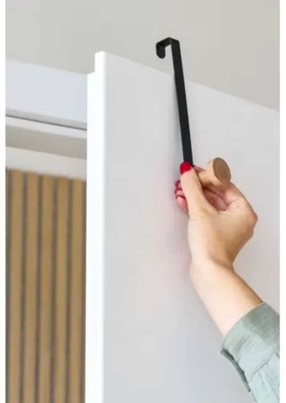 Zeller Present Háčik na dvere, čierny kov, drevo, 2 ks v sade