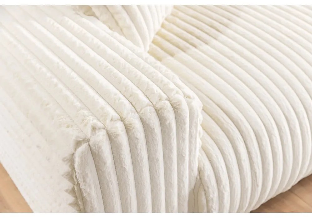 Krémová menčestrová rozkladacia/s úložným priestorom rohová pohovka (pravý roh) Sarina – Ropez