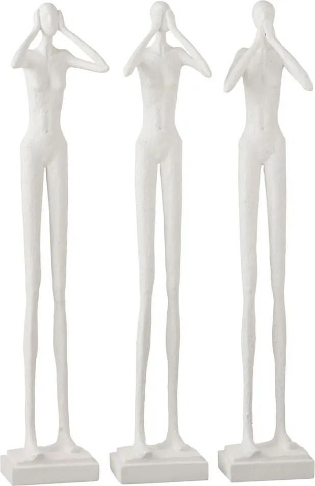 3ks biela dekorácia ľudskej figuríny nevidím, nepočujem, nehovorím Figurines – 13*10*60 cm