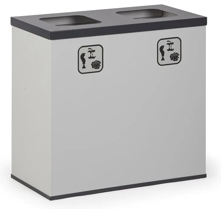Kôš na triedený odpad 2x 50 L, úchyt na vrece, sivý/čierny