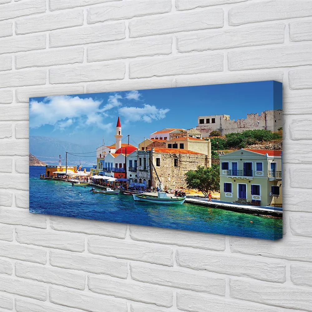 Obraz na plátne Grécko morská pobrežie hory 120x60 cm