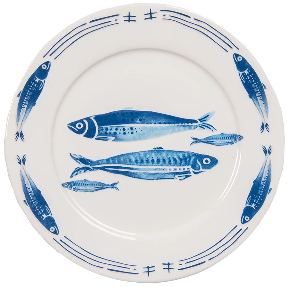 Porcelánový dezertný tanier s rybkami Fish Blue - Ø 20*2 cm