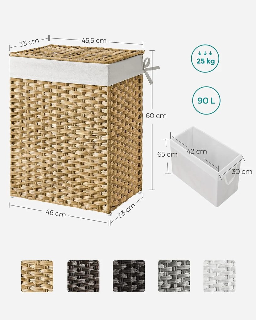 Ručne tkaný kôš na bielizeň 90 l SONGMICS LCB51NL