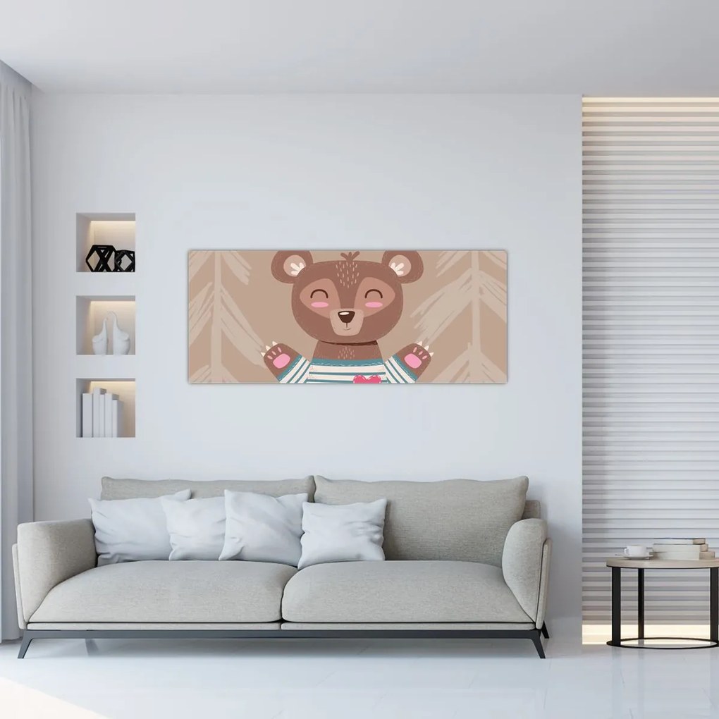 Obraz - Medvedík v pruhovanom tričku (120x50 cm)