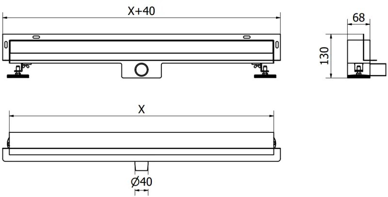 Mexen Flat nerezový sprchový žľab na stenu 90 cm vzor WALL, čierny, 1730090