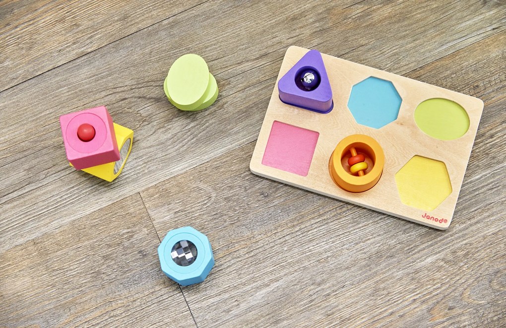 Drevené vkladacie puzzle Tvary a zvuky