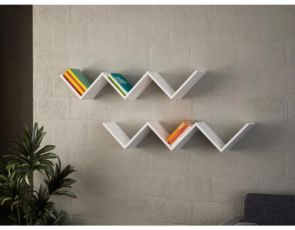 Asir Nástenná polica ZIG ZAG 24,5x129 cm biela 731WAT1664