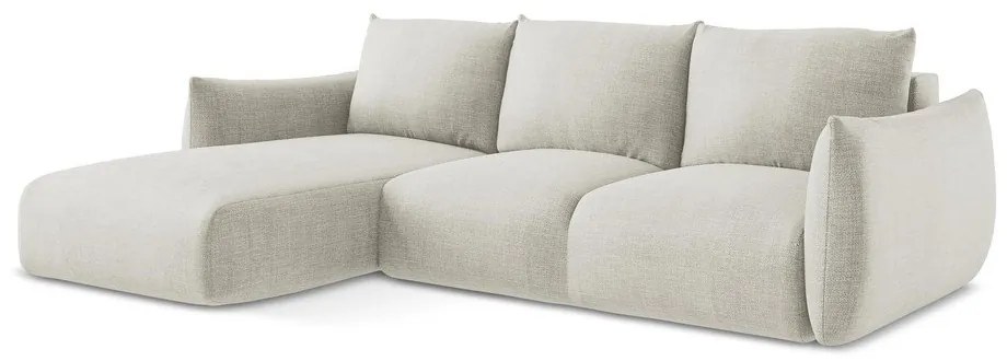 Béžová rozkladacia rohová pohovka (ľavý roh/s leňoškou) Leila – Makamii