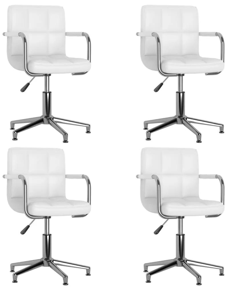 Otočné jedálenské stoličky 4 ks biele umelá koža 3088072