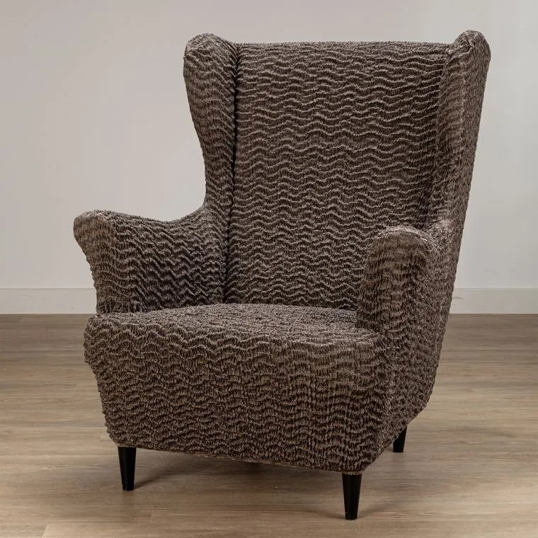 Bielastické poťahy CRISTINA oriešková kreslo ušiak (š. 60 - 110 cm)