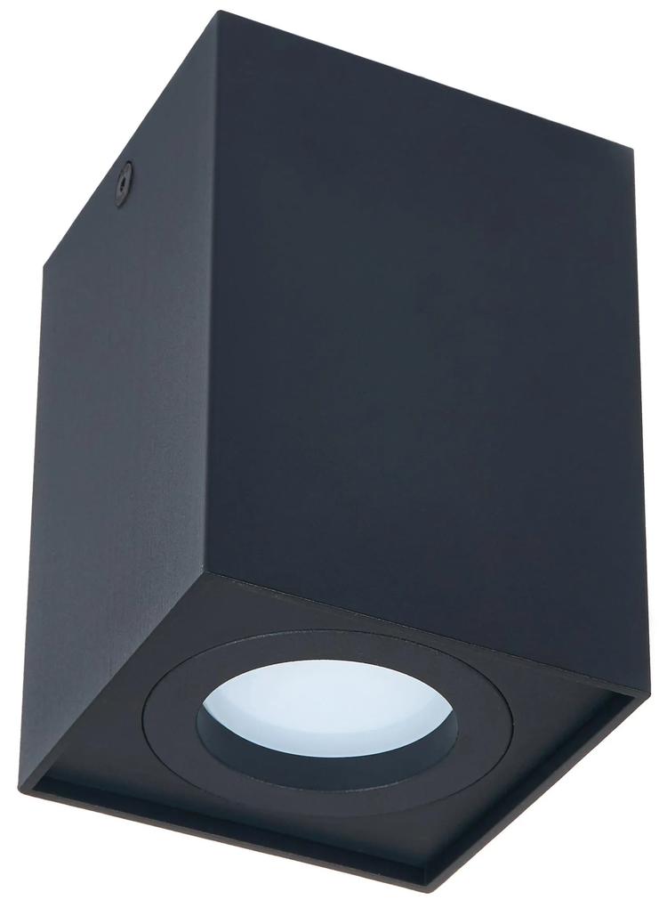 BERGE Podhľadové bodové svietidlo OS201-CP nevýklopné - štvorec - čierna matná + pätica GU10