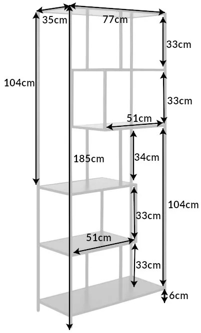 Knižnica/Regál 42021 77cm Slim Line  Čierny jaseň