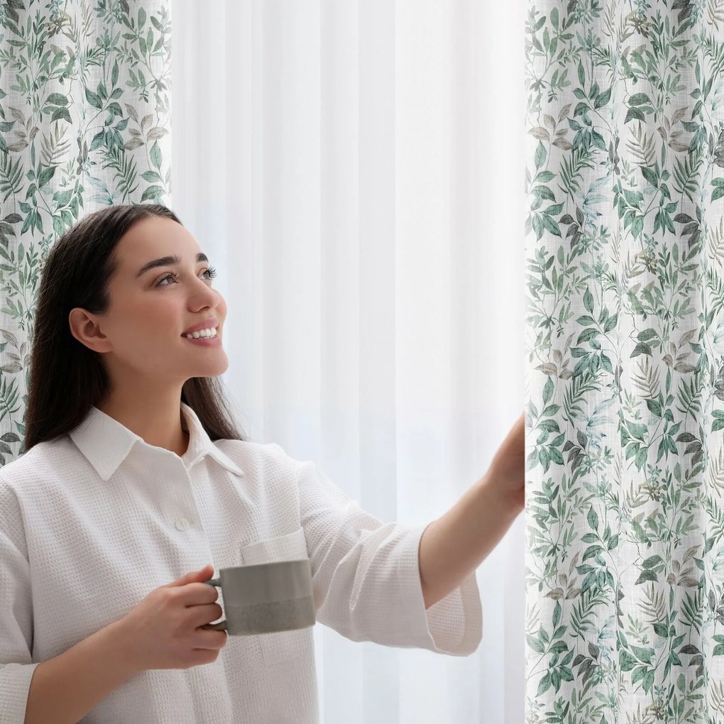 ZÁVES NA KRÚŽKOCH AMANDA 140X250 CM LISTY