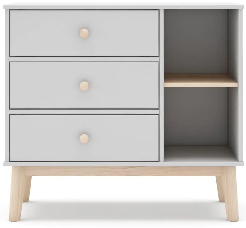 Biela nízka detská komoda 90x81 cm Esteban – Marckeric