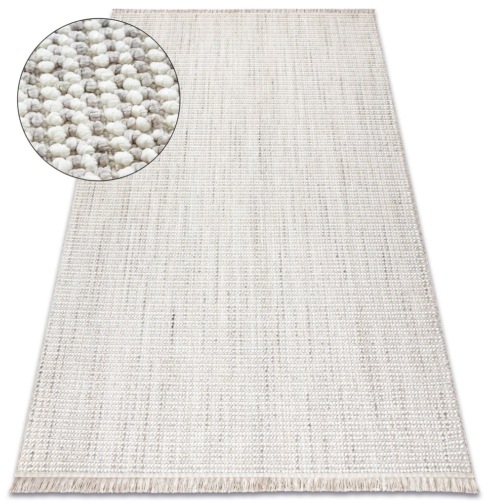 Koberec NANO EO78C Melanž, slučkový, plocho tkaný, sivo-biely