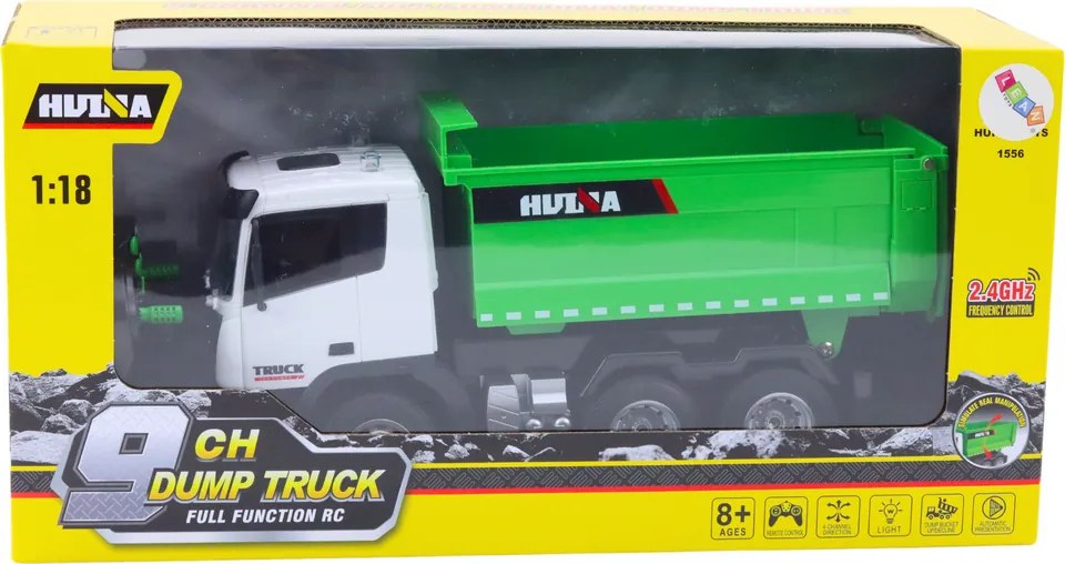 LEAN Toys Diaľkovo ovládaný sklápač RC 1:18, zelený
