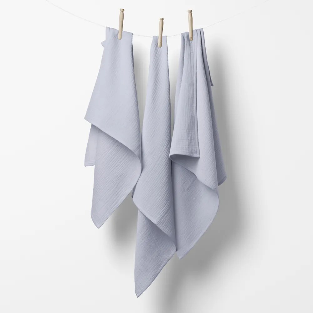 Biante Mušelínová plienka/dečka Nature MSN-027 Svetlo modrosivá - ZVÝHODNENÁ SADA 3 KS 70x70 cm - Sada 3 ks