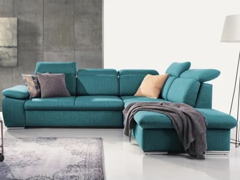 Rohová sedačka Aldon, petrolejová štruktúrovaná látka, pravý roh%