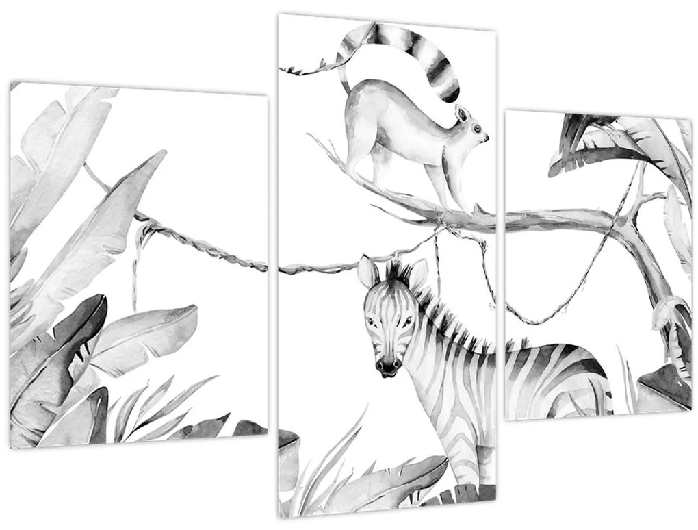 Obraz - Akvarelová džungľa (90x60 cm)