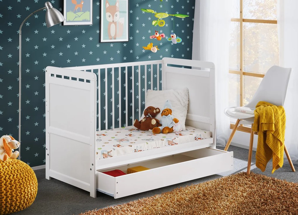 Detská postieľka 60 cm ASM Teressa 26 WW BT+M (biela) (s matracom a úl. priestorom). Vlastná spoľahlivá doprava až k Vám domov. 1024547