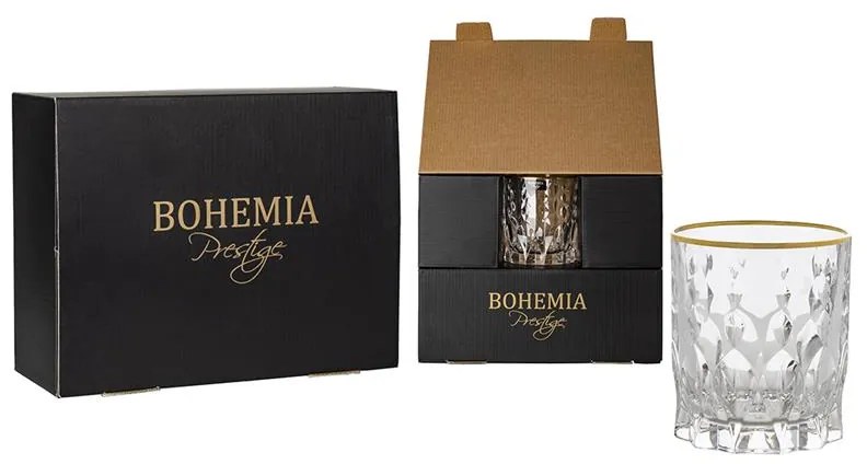 BOHEMIA PRESTIGE CONTE GOLD POHÁR NA WHISKY 340ML SADA 6 KS