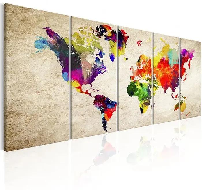 Obraz - World Map: Painted World Veľkosť: 200x80, Verzia: Premium Print